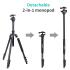 JMARY KT325-NB30 1.6m Aluminum Alloy Cell Phone Tripod Stand for SLR, Action Camera Rotating Portable Tripod Holder - Black